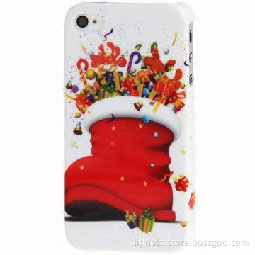 2013 Festival Christmas Boot Pattern Smooth Surface Plastic Protective Case for iPhone 4 and 4S